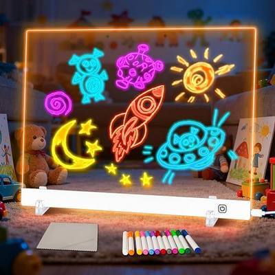 LumiBoard Led Drawing Board for Kids, LED Note Board with Colors, Glowing Acrylic Dry Erase Boards, Gift for Girls on Birthdays & Christmas (13.8" x 9.8", White)