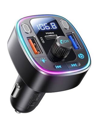 LENCENT Bluetooth 5.4 Car Adapter FM Transmitter 54W Fast Charging | Dual Mics, HiFi Bass Sound, 2 Modes LED Backlit, Cigarette Lighter Adapter Hands-Free Calling Radio, Support USB Drive