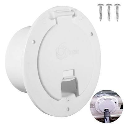 (1-Pack, White RV Hatch Covers Round Electric Cable Hatches for Camper Trailer Motorhome Power Cord Hatch Cover with Screws RV Accessories Power Cord Cable Hatches