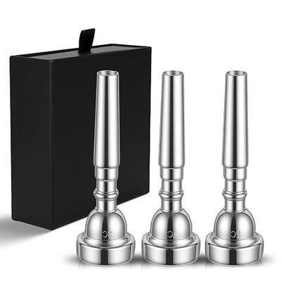 Trumpet Mouthpiece Set Vacuum Sealed with Box, 3C 5C 7C Silver Plated Bb Trompeta Mouthpiece Compatible with Beginners, Intermediate, Professionals