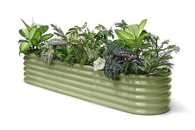 8x2x1.5 ft Galvanized Raised Garden Bed, 18" Tall Planter for Outdoor Plants, Metal Raised Flower Bed for Herb Fruit Vegetable, Modular Garden Planter for Outside Backyard & Patio - Moss Green