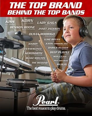 Pearl ERS1000 eRoadshow Electronic Drum Set, Complete Kit with Four Quiet Mesh Pads, Two Pedal Controllers, Cymbal Pads, Throne, Drum Rack, Headphones, and Sticks