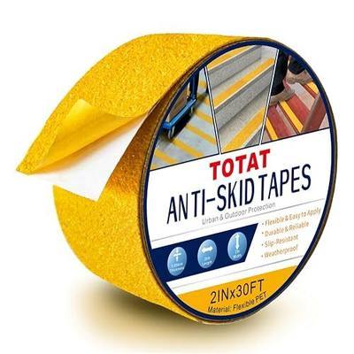 PET Anti-Slip Tape 2" x30FT Yellow Safety Grip Tape for Bathroom Stairs Slippery Floors Waterproof Non-Slip Traction Tape for Elderly Kids Pets Indoor & Poolside Use