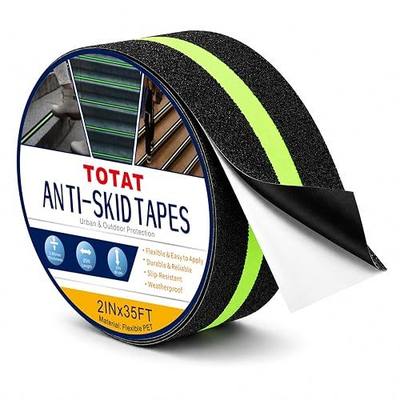Glow in Dark Anti Slip Tape, 2" x35FT Heavy Duty Waterproof Safety Grip Tape for Stairs, Pool, Bathroom - Black & Glow Stripe Indoor/Outdoor Multi-Purpose Traction Tape