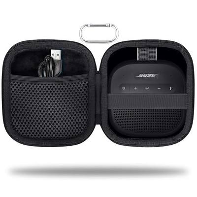 for Bose New SoundLink Micro 2nd Gen Speaker Protective Case, Black | EVA Hard Shell, Soft Velvet Lining, Durable Wrist Strap, Portable Travel Bag with Carabiner, Mesh Accessory Pocket