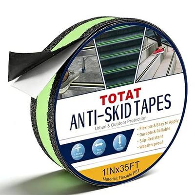 Glow in Dark Anti Slip Tape, 1" x 35FT Heavy Duty Waterproof Safety Grip Tape for Stairs, Pool, Bathroom - Black & Glow Stripe Indoor/Outdoor Multi-Purpose Traction Tape