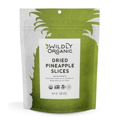 Wildly Organic Dried Pineapple Slices 16 Oz, 1 lb Bag – Premium, Organic, Unsweetened, Non-GMO, Kosher, Vegan, No Added Sugar – Healthy Snack or Recipe Add-In