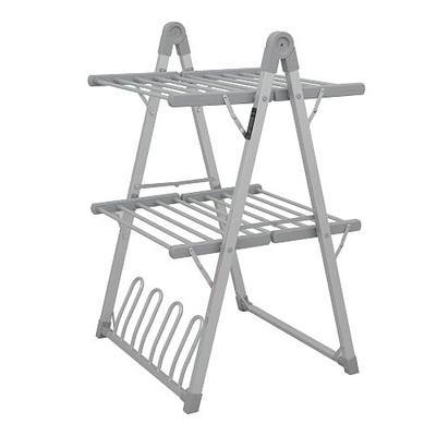 Electric Heated Clothes Drying Rack,Foldable Heated Garment Dryer with Timer Shut-Off Laundry Rack for Clothes Shoes Socks,Aluminum Alloy,Silvery Gray,Plug & Play,(39.37x25.98x23.82in)