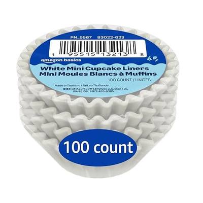 Amazon Basics White Mini Cupcake Liners, for Bite-Sized Desserts, 100 Count, Pack of 1