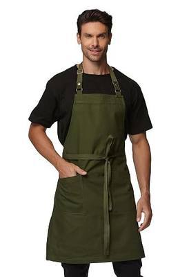 Chef Apron Canvas Waterproof Kitchen Bib BBQ with Pockets 4251GB
