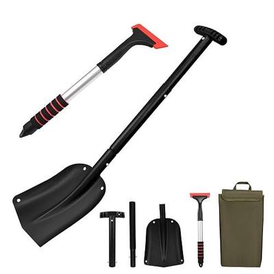Car Snow Shovel Kit, Collapsible Aluminum Snow Shovel | Paint-Safe Silicone Ice Scraper, Extendable Handle for Car Windshield, Winter Emergency Snow Removal Set for Truck SUV