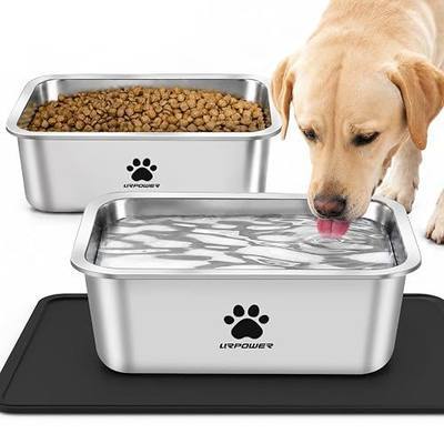 URPOWER 2 Pack 1.25 Gallon Large Dog Water Bowl Stainless Steel Dog Bowls | Thickened Stainless Steel Pet Bowl, Spill-Proof Non-Slip Mat, Dishwasher Safe, Indoor/Outdoor for Medium,Large,X-Large Dogs