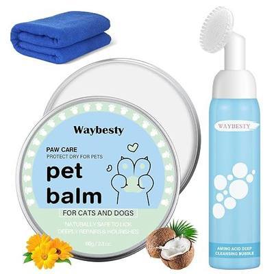 Lick-Safe Dog Paw & Nose Balm with Coconut Oil | 2.3oz Paw Wax, 1 Pcs Dog Paw Cleaner & Towel | Natural Moisturizer for Dry, Cracked Pads & Snout | Winter Snow, Road Salt & Hot Pavement Protector