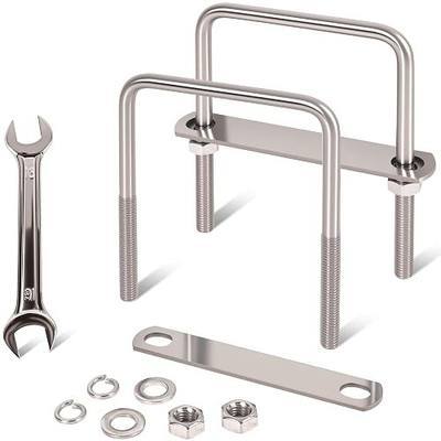 2 Pcs M10 Square U Bolts 4 Inch Wide, 3/8" x 4"W x 5" L | 304 Stainless U Bolt Heavy Duty with Nuts, Bolt Plate and Washers,4 inch u bolt,Metric bolts