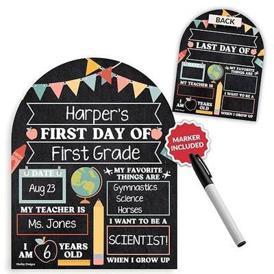 My First Day of School Sign with Marker -11"x14" Double-sided & Reusable Back to School Sign Board and Photo Prop for First and Last Day, Kindergarten PreK Preschool Chalkboard Back to School Supplies