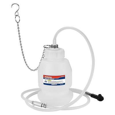 WORKPRO 1L Brake Bleeder Bottle with Brake Bleeder Hose One Way Check Valve | 63 Inch Hose with Rubber Connector, One Man Brake Bleeder Kit with Hooked Chain, Wide Base, for Automotive, Cars, Motorcycles