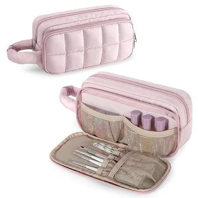 LUXJA Puffy Nail Polish Organizer Case Holds 12-18 Bottles (15ml/0.5 fl.oz) | Lightweight Small Nail Polish Storage Bag with Soft Padded Handle and Pockets for Manicure Kits (Bag Only), Pink