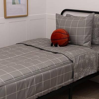 Beddy's Gray Gamer All-in-One Zipper Bedding Set for Kids/Teens - Twin | Smooth-Glide Zippers, Easy To Make & Wash, Soft Durable Fabric, Includes Pillowcase(s) & Sham(s)