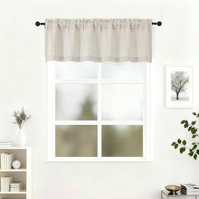 Lecloud Natural Valance for Windows 16 Inch Length, Light Filtering Kitchen Curtains, Modern Short Curtain Valance with Rod Pocket for Bedroom Cafe Basement Window Treatments, 60" W x 16" L 1 Panel