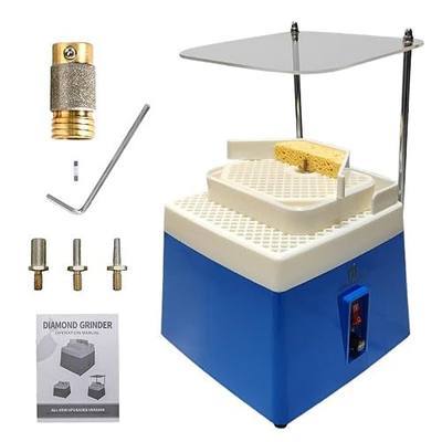 Dual-Layer Portable Stained Glass Grinder with 4-Size Diamond Grinding Bits | Upgraded Stackable Workbench Water Self-feeding Dual Mode Glass Making Tools Versatile Game Changer 4200RPM 110V 65W Blue