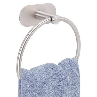 Livabber Towel Ring for Bathroom, 304 Stainless Steel Hand Towel Holder, Heavy Duty Towel Hanger for Bath, Kitchen, Hotel (4″ Self-Adhesive Base, Brushed Nickel)