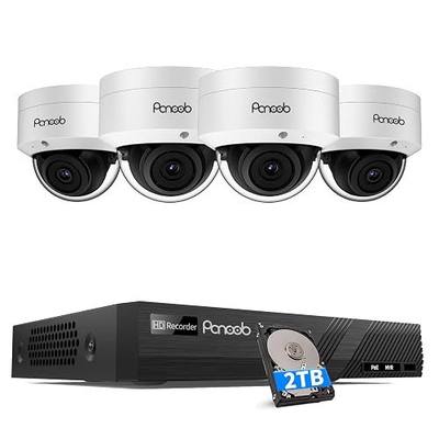 5MP PoE Security Camera System Outdoor with 2TB HDD, PD54A0408-5M2-1 | 4X IK10 Vandal-Proof Dome IP Cameras, Human Vehicle Detection, Built-in Mic, 2.8mm Lens, 100ft IR Night Vision, 4K 8CH NVR