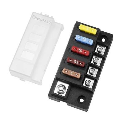 4 Circuit Blade Fuse Box, 150A Total, 12V/24V/48V DC Distribution for Automotive & EV Auxiliary