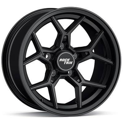RockTrix RT105 15 inch Wheel Compatible with Jeep Wrangler YJ TJ 5x4.5 5x114.3 Bolt Pattern 15x8 (-19mm Offset, 3.75in Backspace) 71.5mm Bore Black, Also fits Cherokee XJ Grand Cherokee ZJ