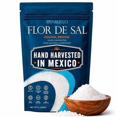 Marullo Colima Flor de Sal - Premium Hand Harvested Salt Flakes From Mexico - Flaky Sea Salt For Baking Finishing - Artisanal Fleur De Sel 1lb (454g)