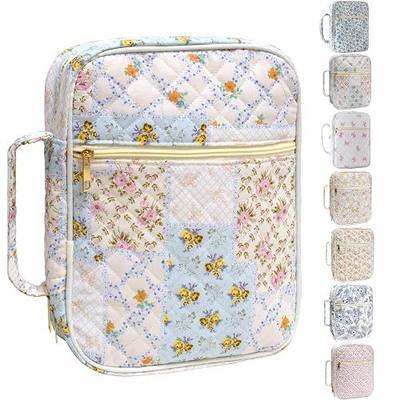 Bible Cover for Women (Spliced Flower, Large) | Large Quilted Case with Handle, Durable Bag and Carrying Case for Girls,Study Supplies Accessories,Christian Gift for Women