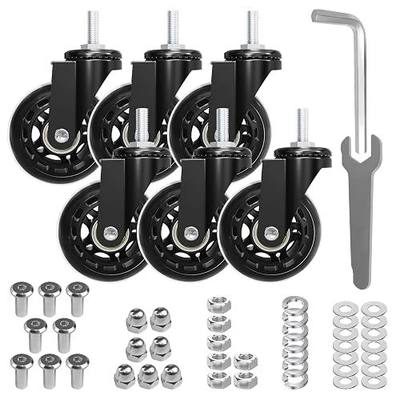 MySit Creeper Caster Wheels 2.5 Inch Casters Replacement Set of 6 | Heavy-Duty Roller Blade Rubber 360 Degree No Noise Wheel for Mechanic Stool, Rolling Garage Seat