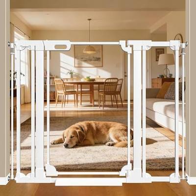 WAOWAO 40" Extra Tall Clear Acrylic Dog Gate 29.52-47.24" Wide Indoor White | Extra-Tall,Clear Acrylic Panel,Double-Lock,Pressure/Hardware Mount,Wall Cups,Ideal for Pet Stairs,Doorways,Hallways,Kitchen
