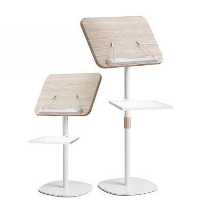 Lectern Podium Stand with Storage Tray, 16.5"–51" Height Adjustable | Wooden Portable Podium Stand with Adjustable Angle for Churches, Concerts, Weddings, Classrooms, Speeches (White)