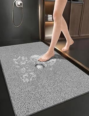 Extra Large Shower Mat, Yonala 47 x 32 Inch Non Slip Shower Mats for Inside Shower/Bathroom, Soft PVC Loofah Shower Floor Mat with Drain Hole in Middle, Quick Drying, Easy Clean