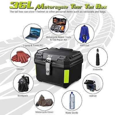 AHR 36L Universal Motorcycle Tour Tail Box Scooter Trunk Storage Security | Lock