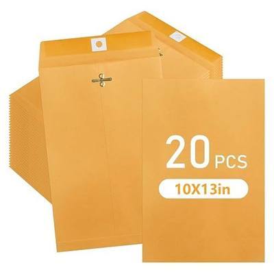 20 Pack 10x13 Inch Manilla Envelopes, Kraft Envelopes with Clasp Closure and Gummed Seal, 28lb Large Brown Mailing Envelopes for Office, School, Business, and Home Use