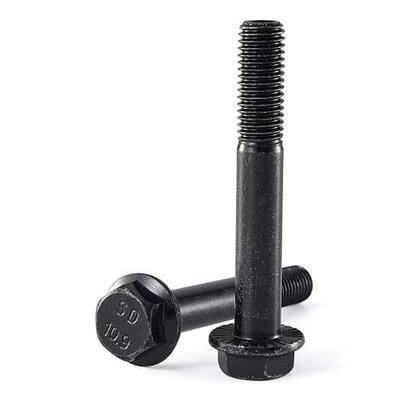 M8 x 100mm 6Pcs Flanged Hex Head Bolts, M8 x 1.25 Bolts, Flange Hexagon Head Screws, 10.9 Grade Alloy Steel, Black Oxide Finish, Metric Machine Threaded, Half Thread
