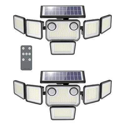 Solar Lights Outdoor, 6000LM 310 LEDs Dual Motion Sensor Solar Flood Lights 6 Heads Security Wall Lights, IP65 Waterproof, Remote Control for Garden, Outside, Backyard, 2 Pack