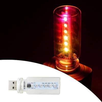 Car USB RGB Led Light Bulb Plug In, Touch Control, Memory Function, 1 Pc | 7 Colors 7 Modes, 5V Color Changing Glass Light Bulb, for Car Truck Interior Decor