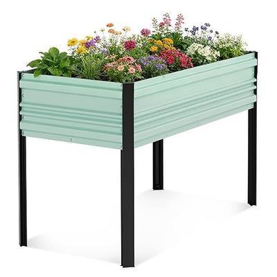 WORKPRO 48x24x32in Outdoor Galvanized Raised Garden Bed with Legs, 600LB Elevated Planter Box for Vegetable, Flowers, Herbs, Light Green