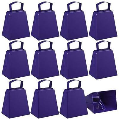 Boao 12 Pack Metal Cowbells with Handle 4 Inch Cow Bells Noise Makers Hand Percussion Cowbells Loud Cheering Bells for Sporting Events Football Games Weddings Celebrations Party(Purple)