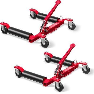 Car Dolly Jack Set of 2, Mechanical 1500-lbs Wheel Dolly, 9'' car Wheel Dolly Positioning Jack, Car Dollies for Vehicle Positioning & Auto Repair Moving, Red