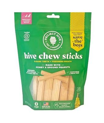 Hive Chew Sticks - Dental Treats for Dogs - Vegetarian, Made with Ground Peanuts & Honey, No Grain or Soy, Cleans Teeth & Freshens Breath (12 oz, Hive Chew Sticks for Large Dogs)