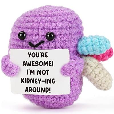 Nurse Gifts for Women, Handmade Crochet Kidney Plush with Funny “You’re Awesome” Sign, Birthday Appreciation Gift for Friend Bestie Coworker, for Nurse Mom