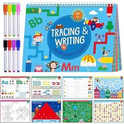 Alphabet & Numbers Handwriting Workbook, 30 Dry-Erase Activity Pages Letter and Number Tracing Practice for Preschool, Fun Mini Games Autism Busy Book for Kids, Toddlers, Educational Toy for Ages 3+