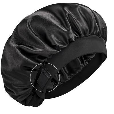 YFONG Real Mulberry Silk Bonnet, Double Layer Silk Lined Bonnet for Sleeping Women Men, Adjustable & Non-Slip Sleep Cap