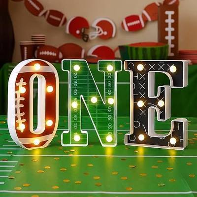 Football 1st Birthday Party Decorations 8.07 Inch One Letters Light Birthday Decorations Light up Letters for Centerpieces Table Backdrop 1 Year Old Football Party Supplies Boy or Girl