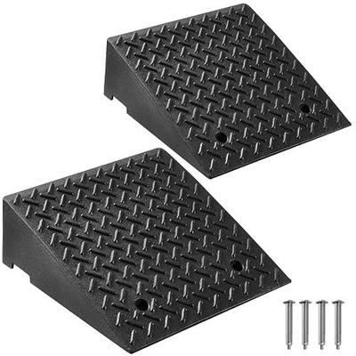 VEVOR Rubber Curb Ramps, 2 Pack, 7‘’ Rise Height, 19.3" L x 19.3" W, Driveway Ramps with Drainage Tank, 7000 lbs Load Capacity, Suitable for Wheelchairs, Strollers, Motorcycles, Cars, Lawn Mowers