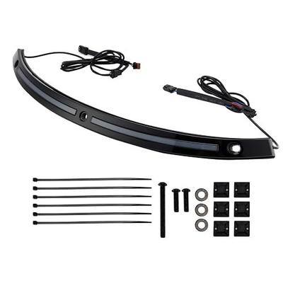 Aluminum Alloy Black Windshield Trim with LED Running Turn Signal Lights for Harley Touring Street Glide Electra Glide Ultra Limited 2014-2025 Smoke Lens Front Batwing Fairing Windshield Accent Strip