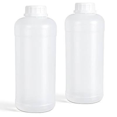 DEMORA 32 oz Leakproof HDPE Wide Mouth Bottles, Translucent 2 Pack | 1000ml food grade plastic bottles with screw caps, ideal for lab samples, cosmetic & portable liquid storage